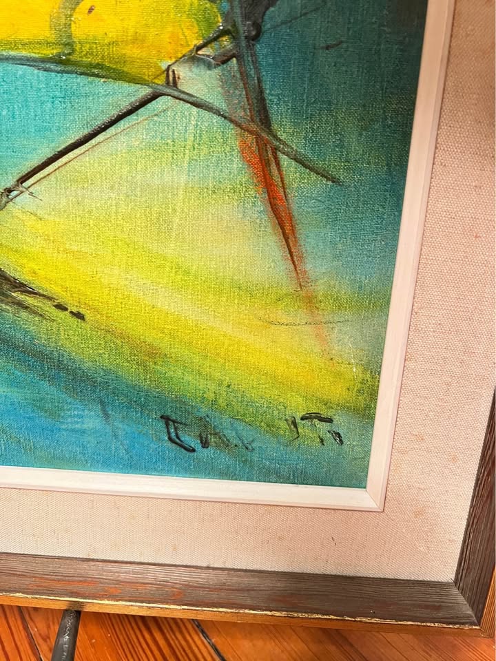 Large Abstract Sailboat Painting | Mid-Century Modern Framed Nautical Art, gallery view 4