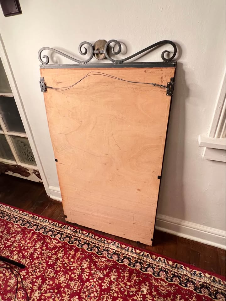 Wrought Iron & Stone Wall Mirror | Spanish Revival Style with Shell Crest, gallery view 10