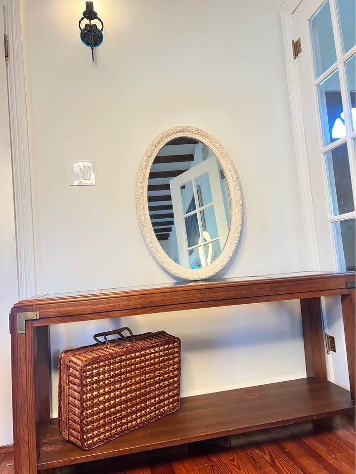 Oval Wall Mirror | Carved Wood Frame | French Country Style, gallery view 2