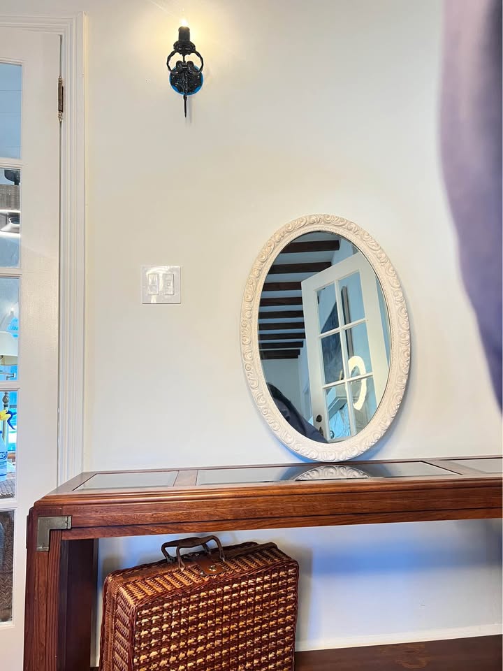 Oval Wall Mirror | Carved Wood Frame | French Country Style, gallery view 4