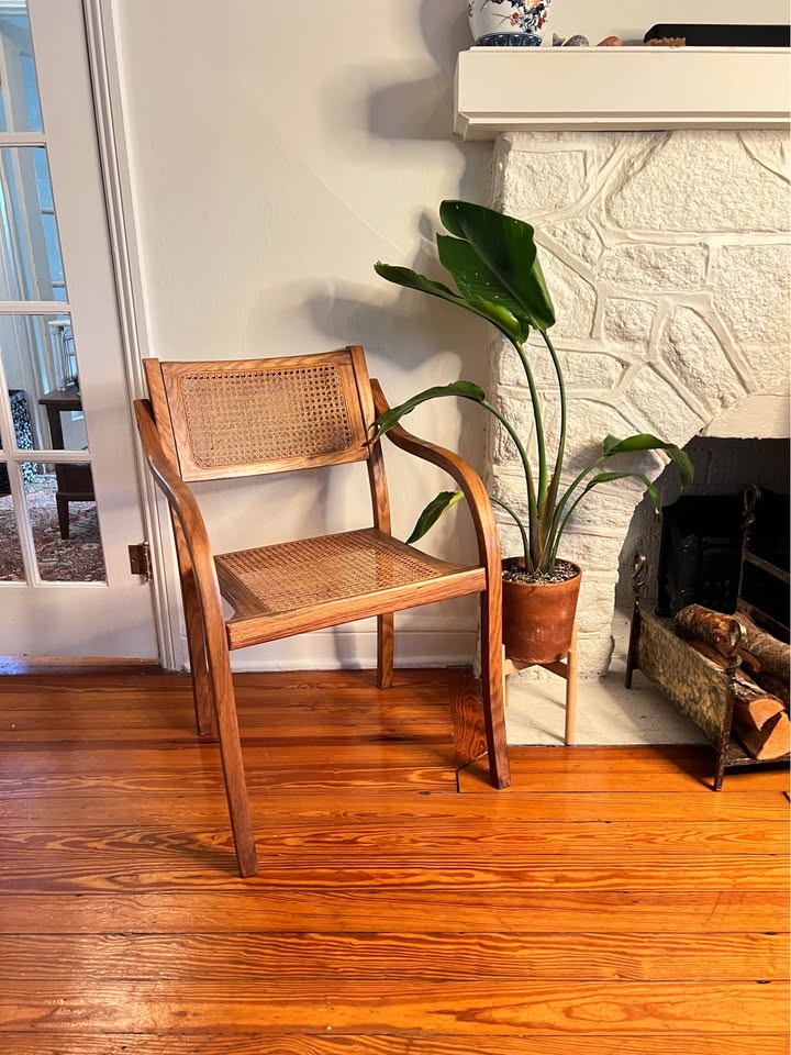 Vintage Cane Armchair | Bentwood Thonet Style | 1970s Accent Chair, gallery view 2