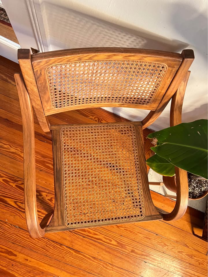 Vintage Cane Armchair | Bentwood Thonet Style | 1970s Accent Chair, gallery view 8