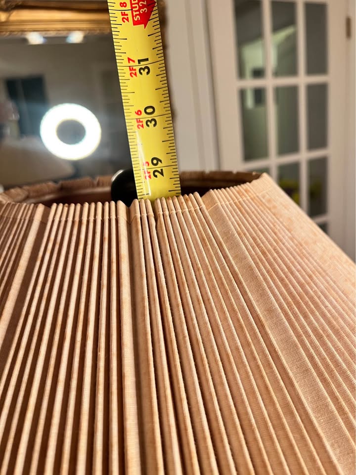 Table Lamp | Sculptural Wood Shingle Lamp | Stiffel Pleated Shade 31”, gallery view 6
