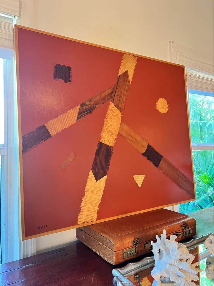 Large Vintage Wood Abstract | Geometric Relief Wall Art, gallery view 5