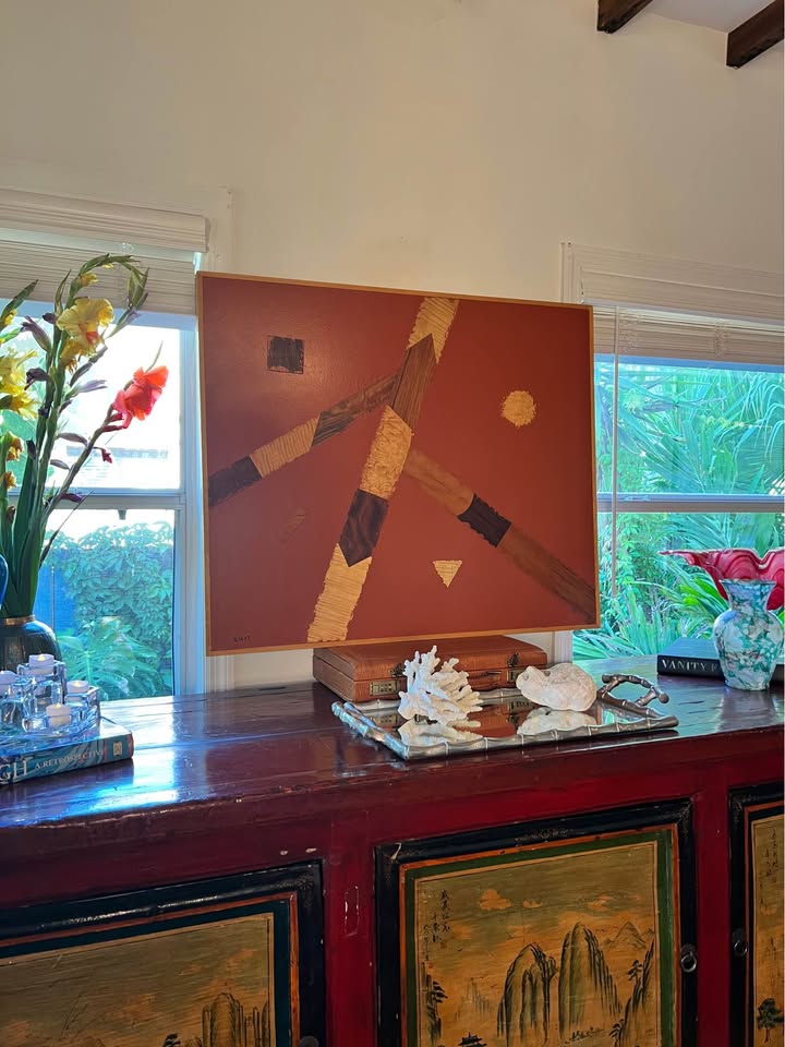 Large Vintage Wood Abstract | Geometric Relief Wall Art, gallery view 6