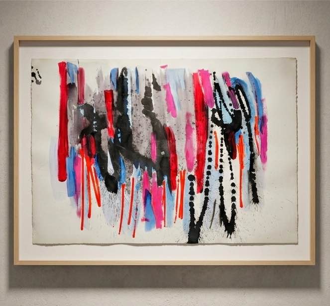 “The Joint is Jumping” Kay Brown Mixed Media Abstract| 37x50 Framed | Large Wall Art, gallery view 3