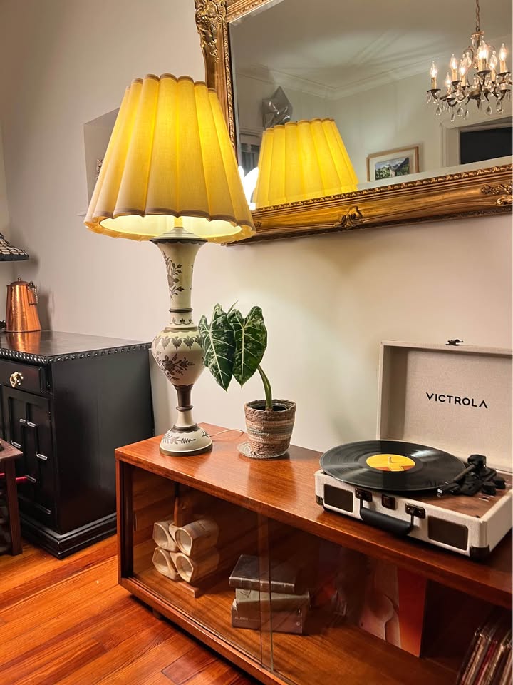 Vintage Ceramic & Brass Table Lamp | Hand Painted Floral Urn | French Country Palm Beach, gallery view 9