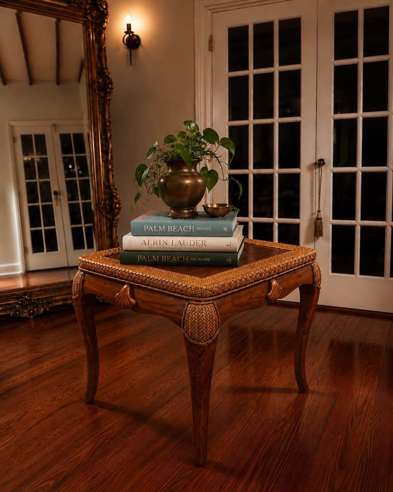 Vintage Rattan Side Table, gallery view