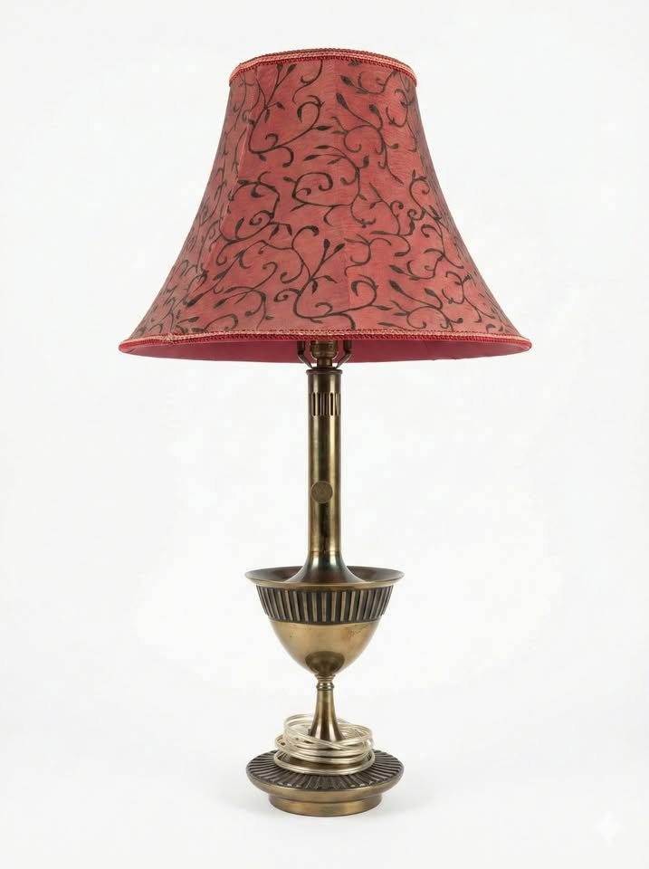 Pair Vintage Brass Empire Column Lamps – Solid Brass – Classic Statement, gallery view 2