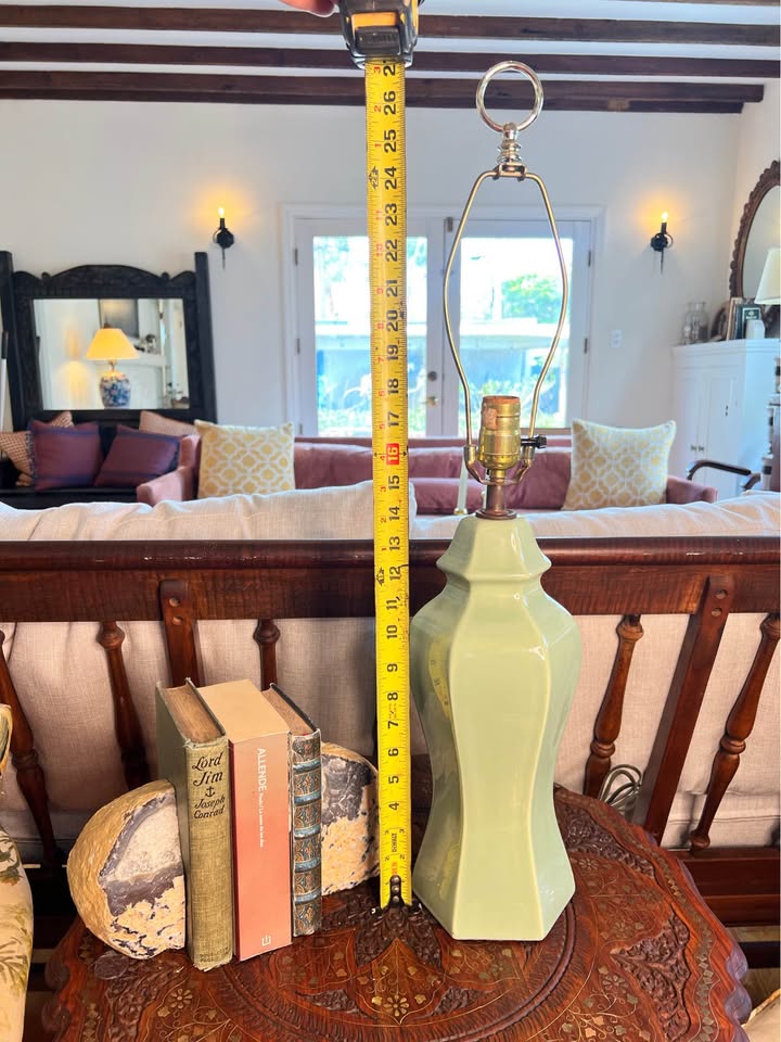 Celadon Green Ceramic Table Lamp | Sculptural Mid Century Style, gallery view 3