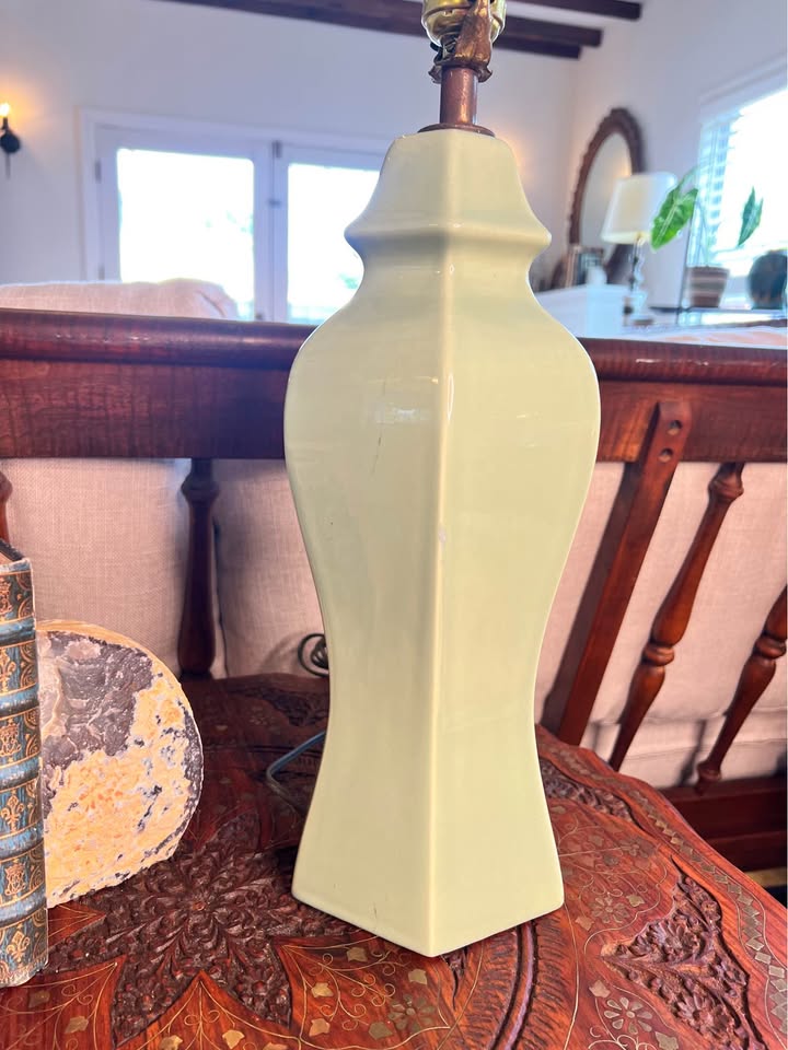 Celadon Green Ceramic Table Lamp | Sculptural Mid Century Style, gallery view 5