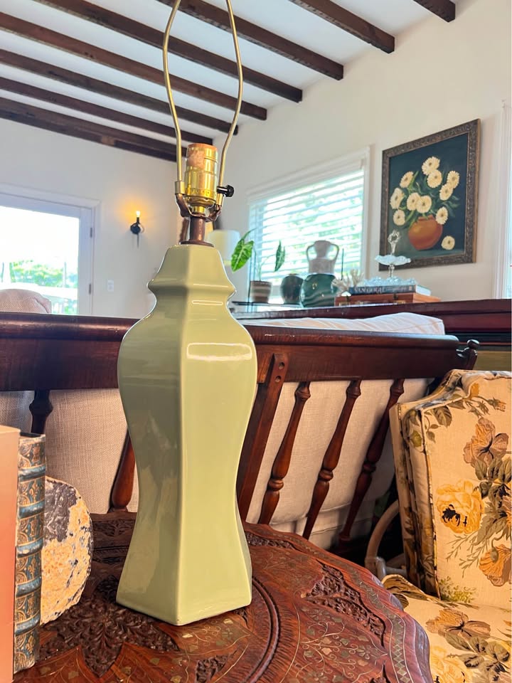 Celadon Green Ceramic Table Lamp | Sculptural Mid Century Style, gallery view 6