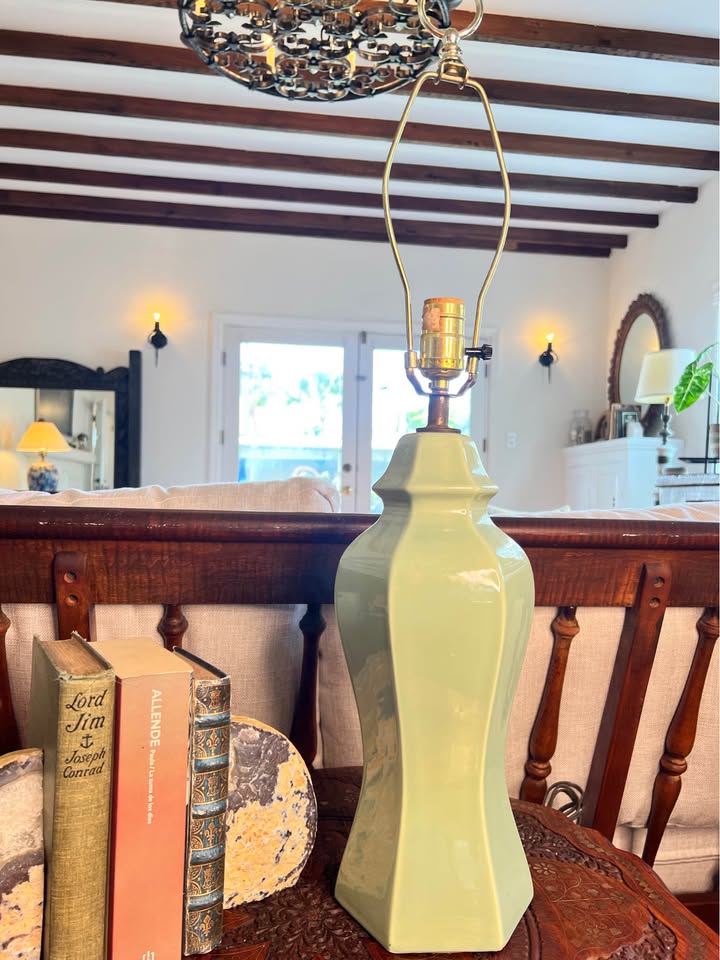 Celadon Green Ceramic Table Lamp | Sculptural Mid Century Style, gallery view 7