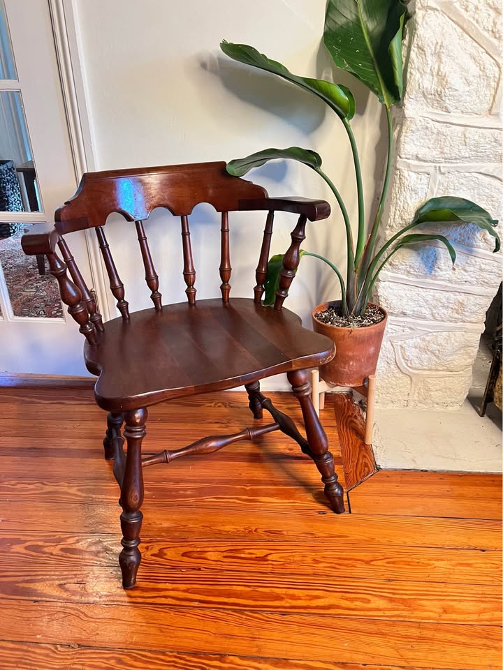 Windsor Captain’s Chair | Vintage Wood Armchair | American Tradition Mark, gallery view 2