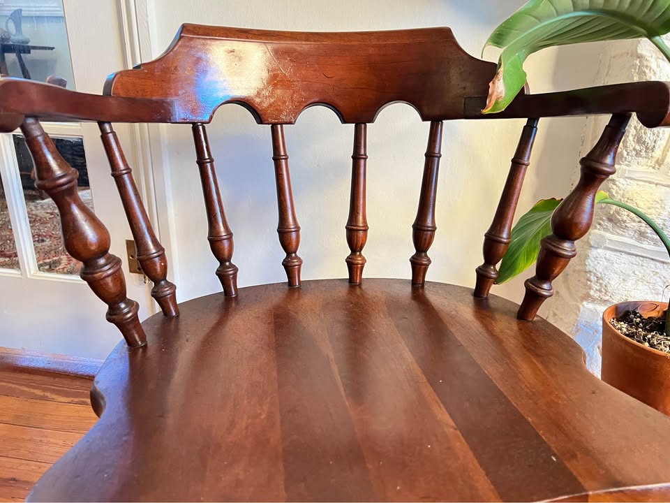 Windsor Captain’s Chair | Vintage Wood Armchair | American Tradition Mark, gallery view 3