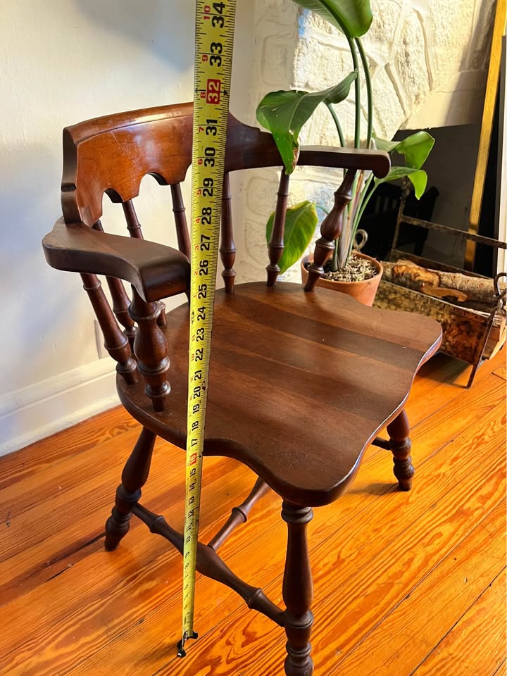 Windsor Captain’s Chair | Vintage Wood Armchair | American Tradition Mark, gallery view 6