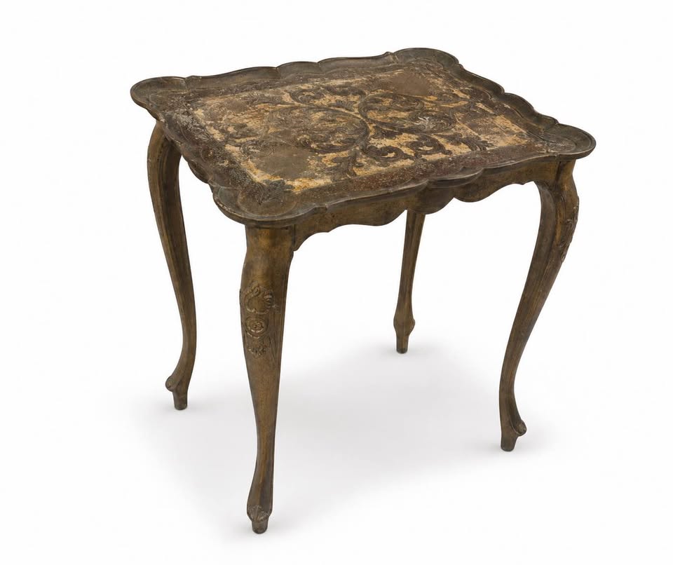 Italian Florentine Nesting Tables | Gilt Floral Pair, gallery view 2