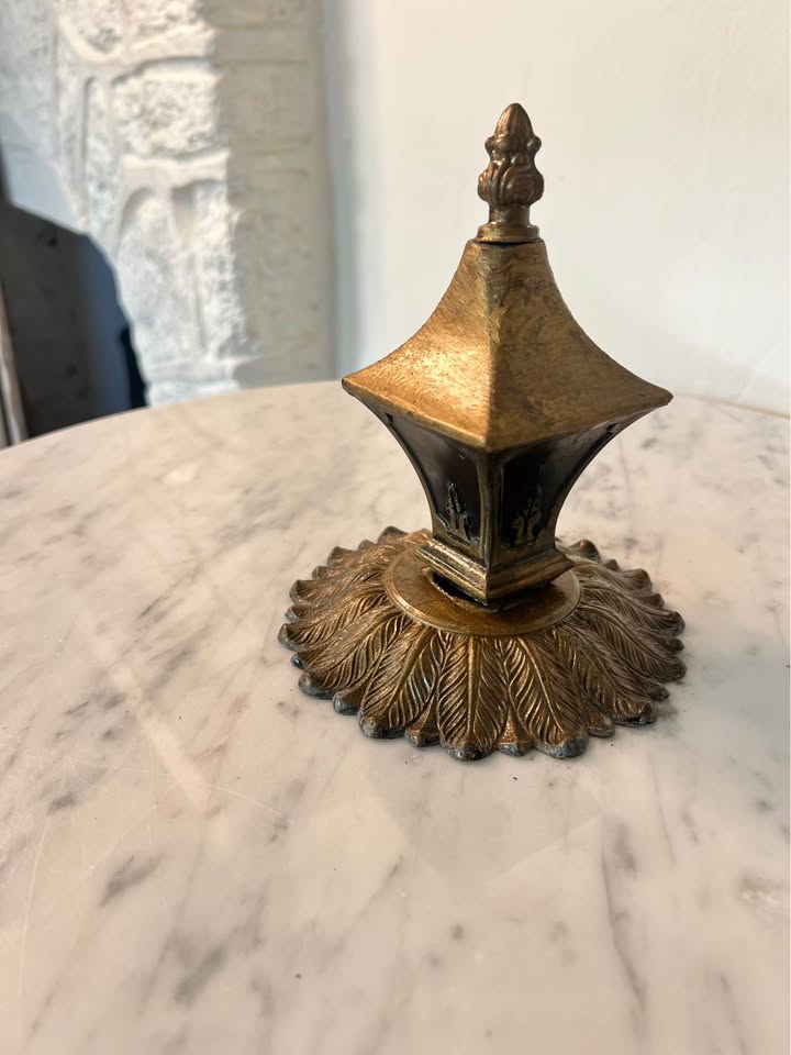 Marble Pedestal Table | Italian Neoclassical Side Table | Bronze Urn Base 30”, gallery view 8