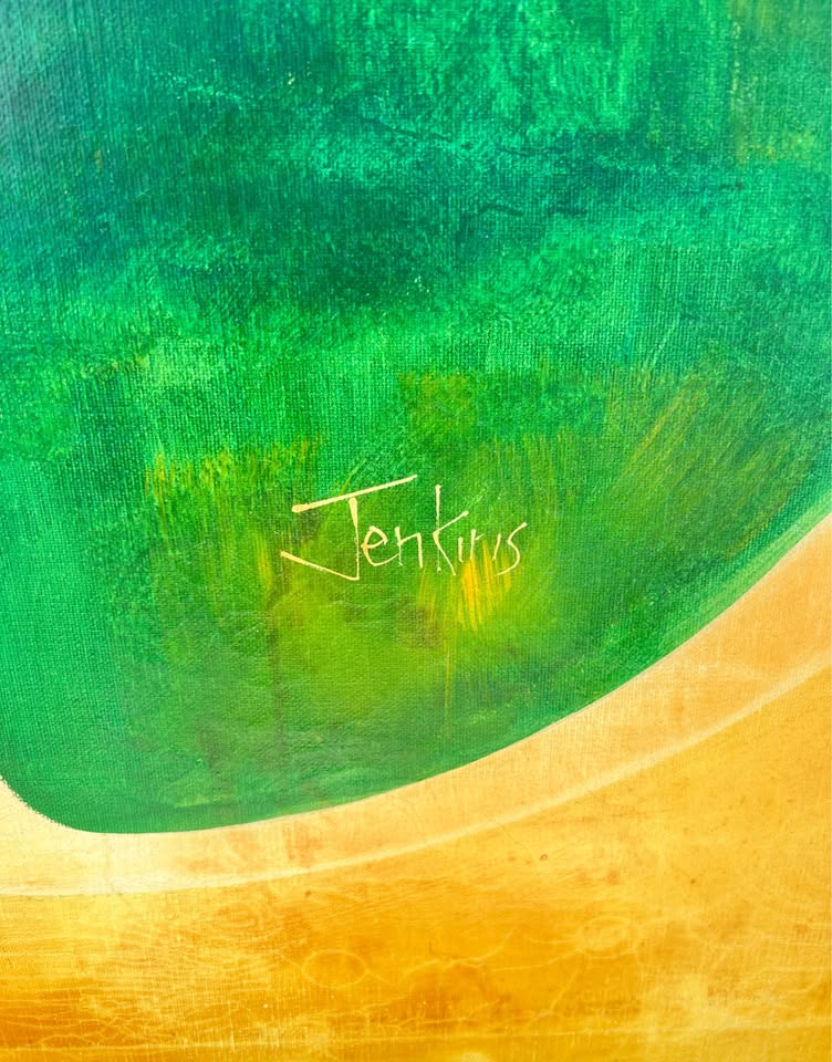 Large Abstract Painting 38x38 | Green Ochre Framed Wall Art, gallery view 4