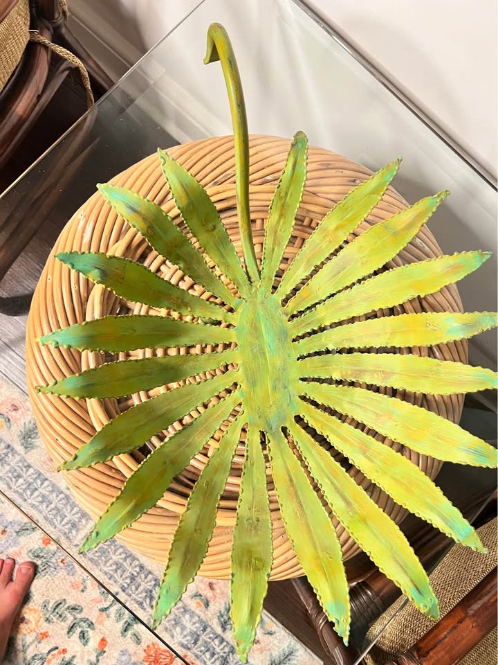 Metal Centerpiece Bowl | Verdigris Botanical Sculpture | Decorative Table Accent, gallery view 7