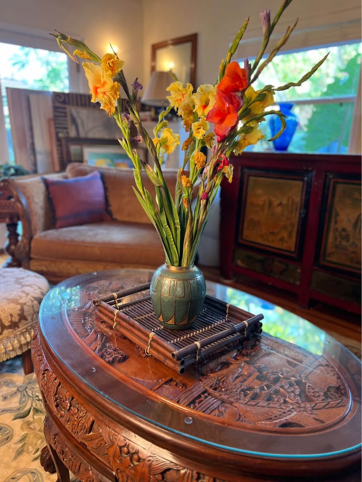 Vintage Bamboo & Rattan Tray | Hand-Lashed Asian Modern, gallery view 3