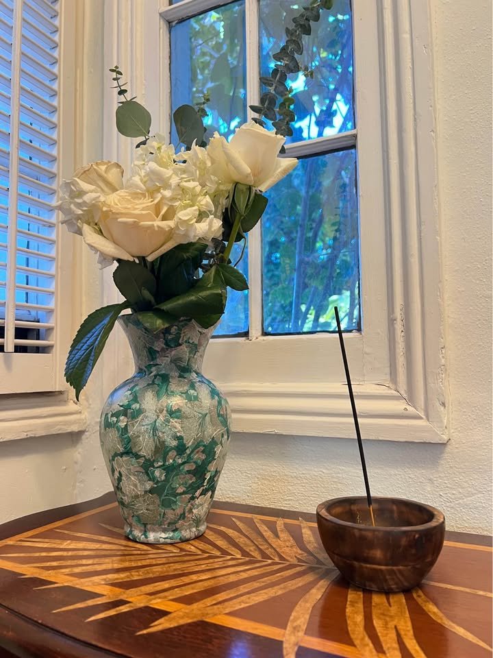 Vintage Vase by Mary Harding | Green Floral Artisan | Botanical Decor, gallery view 4