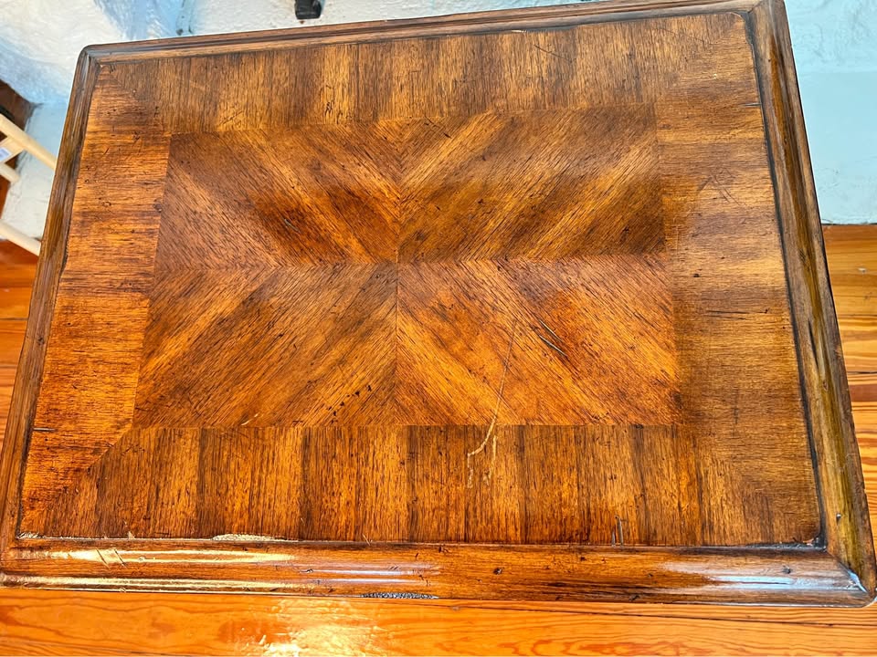 Barley Twist Wood Side Table | Jacobean Revival | Parquetry Top, gallery view 4