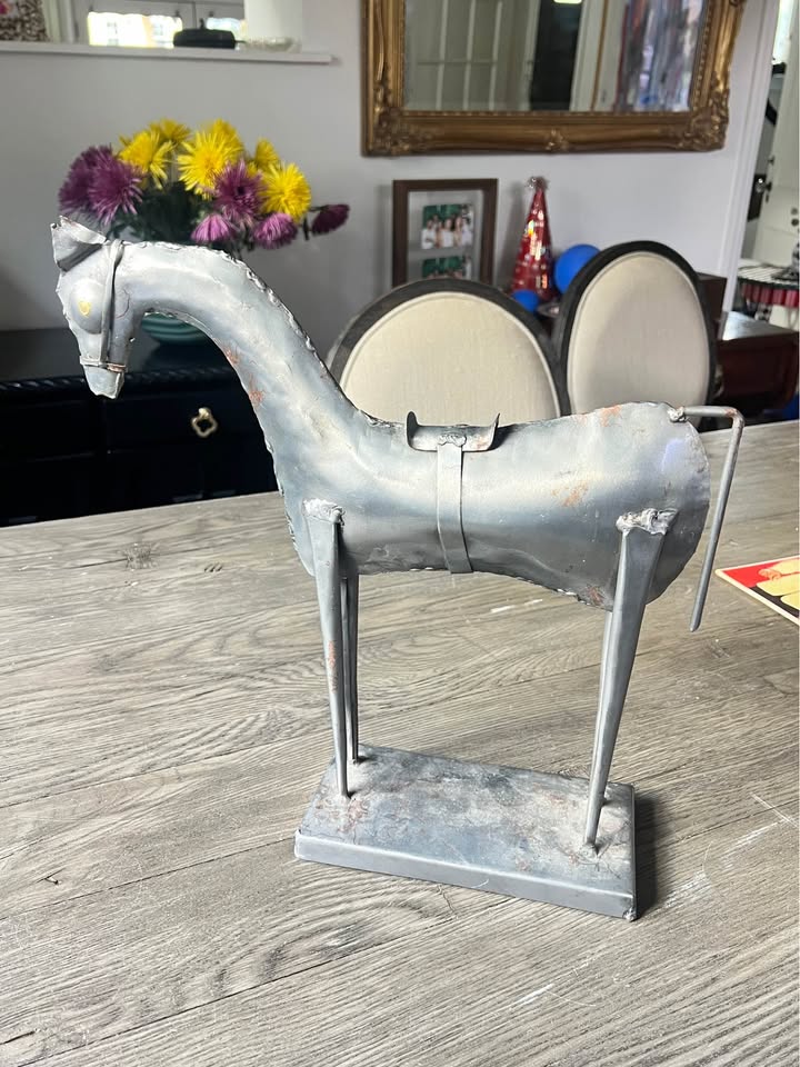 Vintage Metal Horse Sculpture | Equestrian Decor | Welded Brutalist Style, gallery view 4