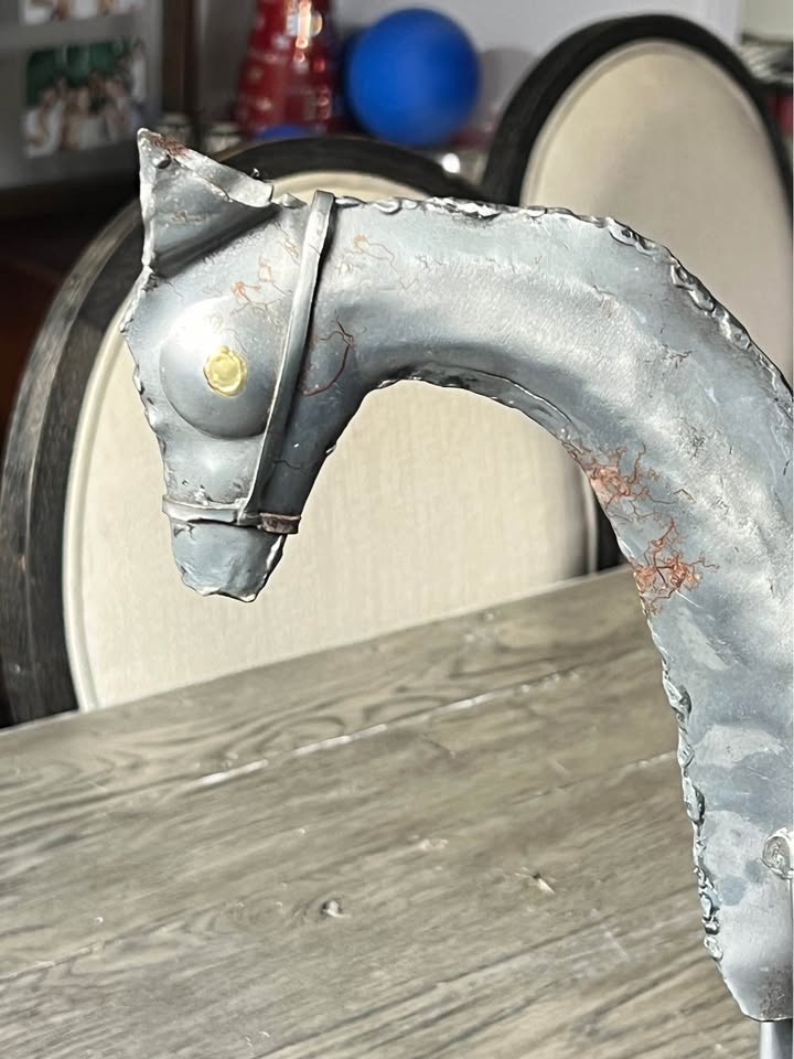 Vintage Metal Horse Sculpture | Equestrian Decor | Welded Brutalist Style, gallery view 5