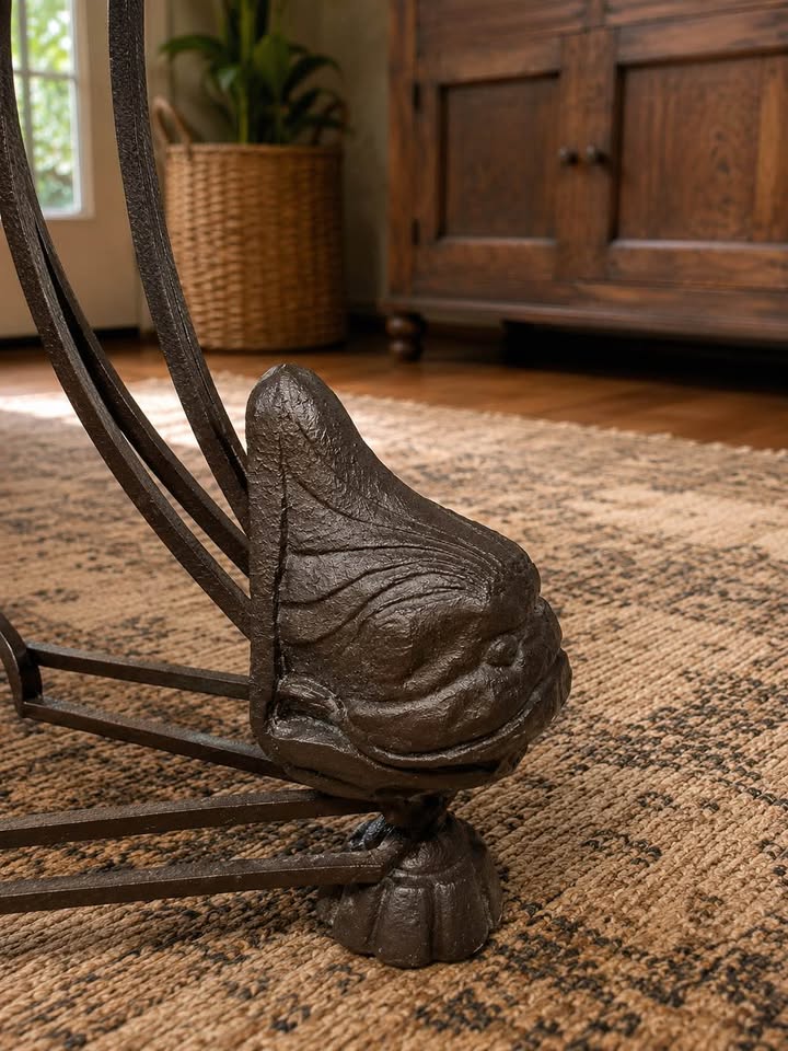 Round Accent Table | Sculptural Iron Base | Old World Coastal Style | Mediterranean, gallery view 3
