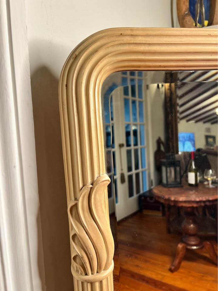 Large Vintage Carved Wood Mirror | Palm Beach Regency, gallery view 2