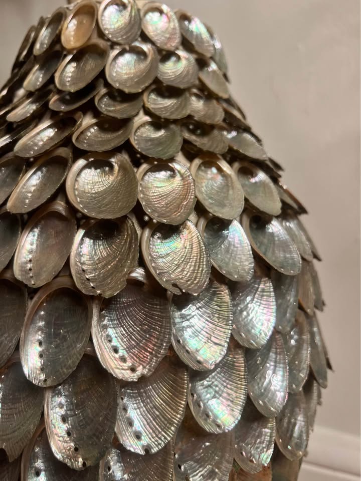 Abalone Shell Floor Vase | Sculptural Vintage Vessel, gallery view 3