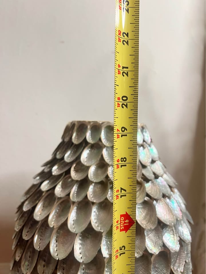 Abalone Shell Floor Vase | Sculptural Vintage Vessel, gallery view 4