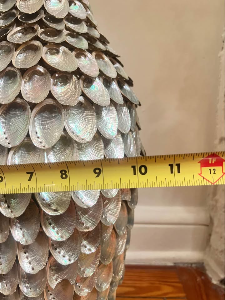 Abalone Shell Floor Vase | Sculptural Vintage Vessel, gallery view 5