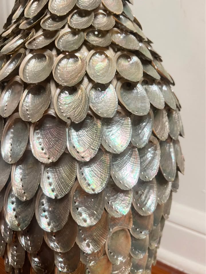 Abalone Shell Floor Vase | Sculptural Vintage Vessel, gallery view 6