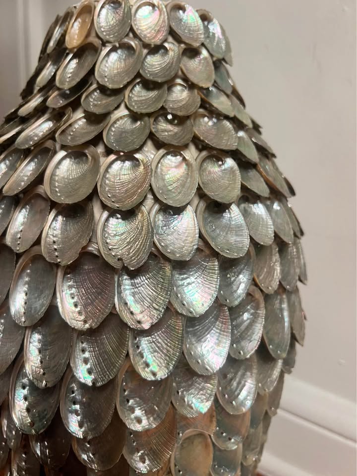 Abalone Shell Floor Vase | Sculptural Vintage Vessel, gallery view 8