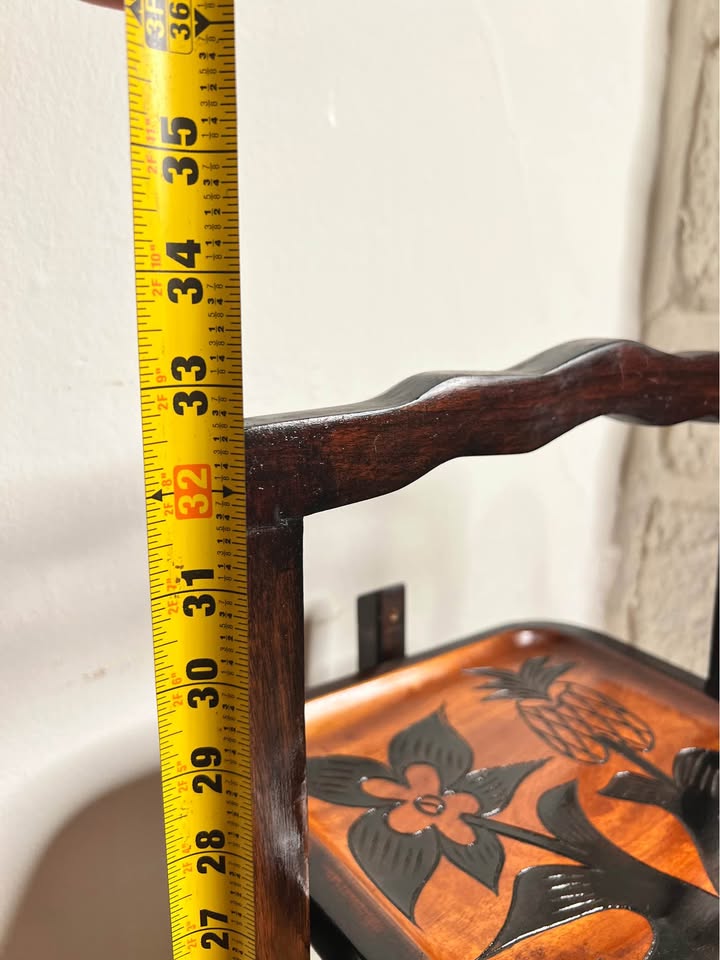 Vintage Carved Wood 3-Tier Folding Stand or Shelf | Pineapple, gallery view 2