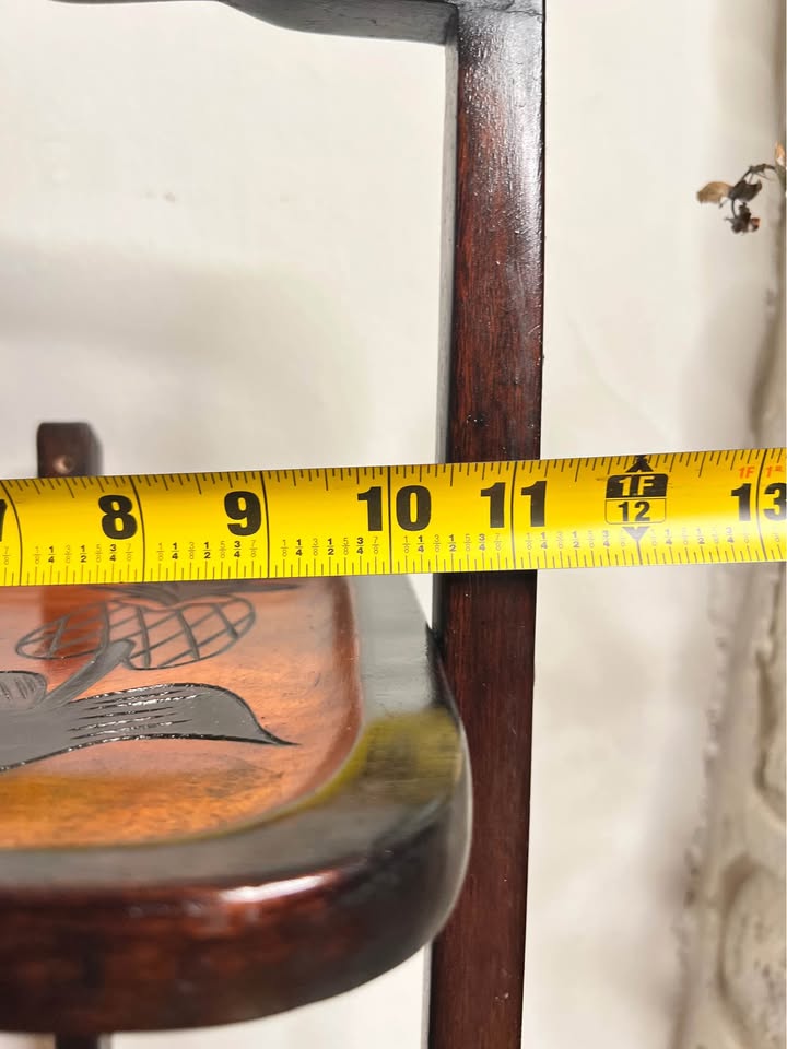 Vintage Carved Wood 3-Tier Folding Stand or Shelf | Pineapple, gallery view 3