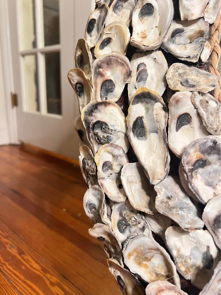 Large Oyster Shell Mirror | Round Coastal Statement Mirror, gallery view 3