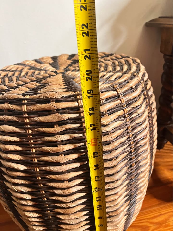 Woven drum side table, gallery view 2