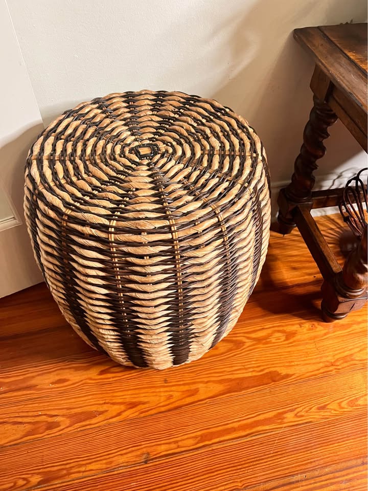 Woven drum side table, gallery view 4