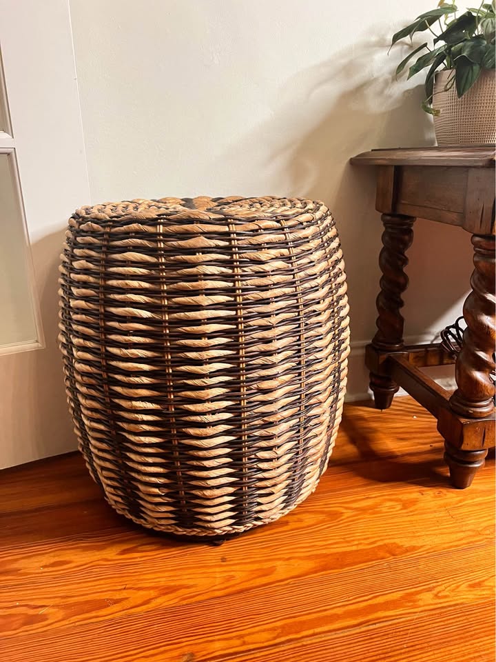 Woven drum side table, gallery view 6