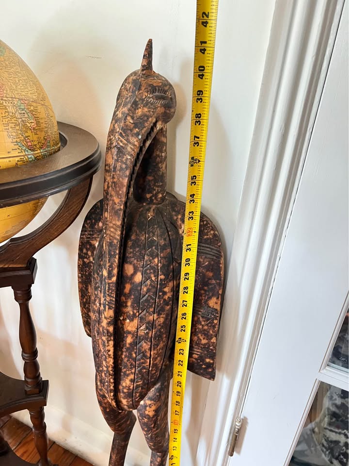 Pair Large African Wood Bird Sculptures | Senufo Style Floor Figures, gallery view 5