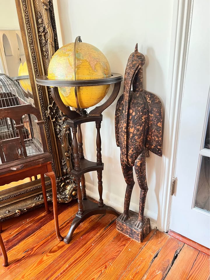 Pair Large African Wood Bird Sculptures | Senufo Style Floor Figures, gallery view 7