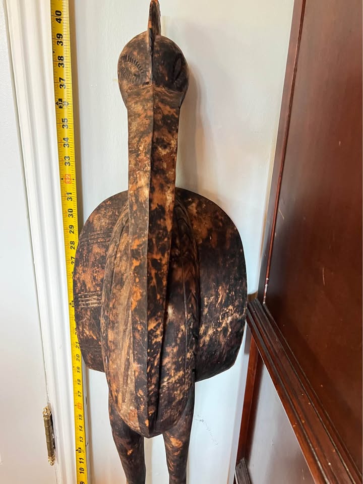 Pair Large African Wood Bird Sculptures | Senufo Style Floor Figures, gallery view 9