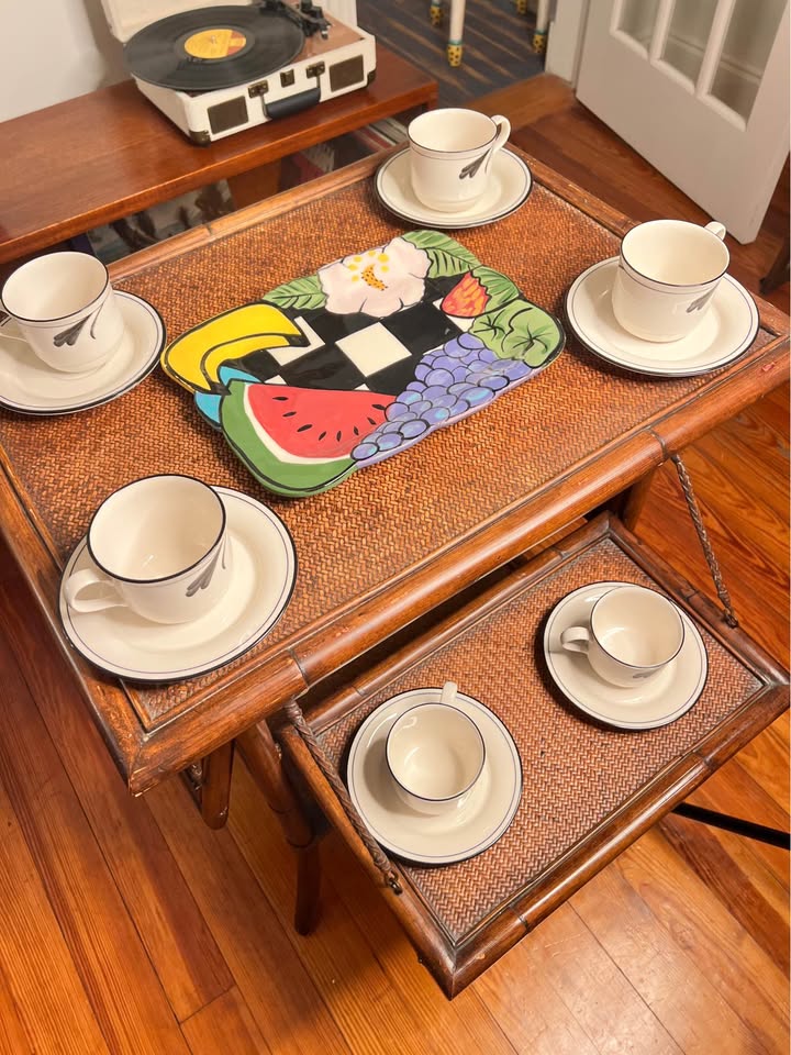 Hand-Painted Ceramic Tray | Color Block Fruit Motif | Postmodern Coastal Accent, gallery view 3