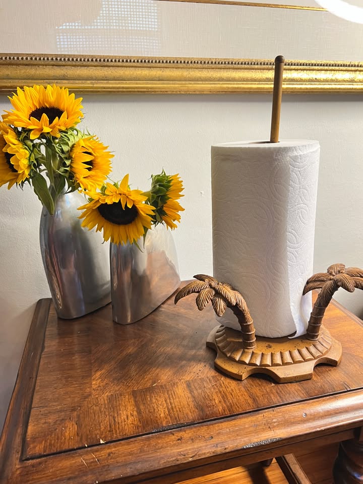 Vintage Palm Tree Paper Towel Holder | Tropical Kitchen Decor, gallery view 2