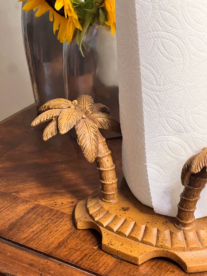 Vintage Palm Tree Paper Towel Holder | Tropical Kitchen Decor, gallery view 3