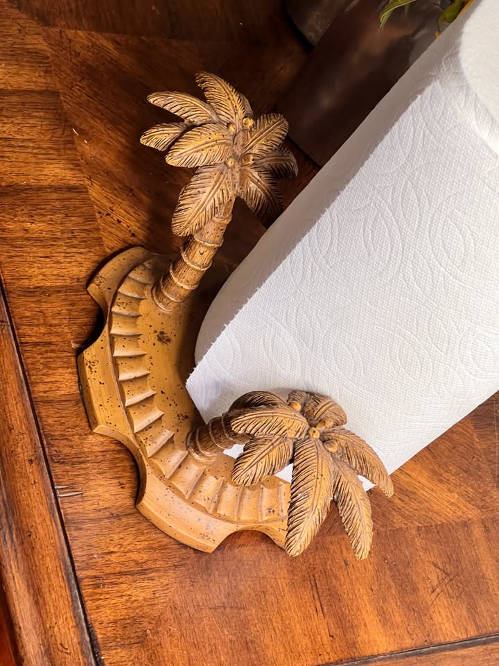 Vintage Palm Tree Paper Towel Holder | Tropical Kitchen Decor, gallery view 4